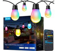 Govee Outdoor String Lights 15 M, Smart Rgbic Dimmable Warm White Led Bulbs, Ip 66 Waterproof Garden With 111 Scene Modes, Works