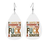 Government In My Uterus Feminist Reproductive Women Rights Leather Earrings For Women Dangle Earring Drop Pendant With Hook Gifts For Adult Girl