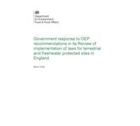 Government response to OEP recommendations in its Review of implementation of laws for terrestrial and freshwater protected sites in England 02/03/2026