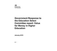 Government Response to the Education Select Committee report: Value for Money in Higher Education (Command Paper) CP 1