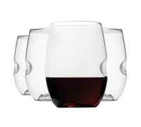 govino Plastic Wine Glasses Reusable 16oz 475ml - Large Stemless Wine Glasses - Unbreakable Shatterproof Tritan Glassware, Fancy Cups that Look Like Glass - Use for Outdoor Events, Set of 4