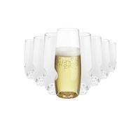 GOVINO Reusable Unbreakable Flute Glasses 8oz/320ml Champagne (8 Pack) - Award Winning - Premium Plastic Stemless Set for Garden Party Camping Picnic Boats Pool Outside, Dishwasher Safe