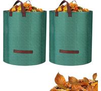 Goviox 2 x 272L Heavy Duty Garden Waste Bags,Waste Bags,Large Bag with Handles,Reusable Builders Bags Refuse Rubbish Bag,Waterproof Garden Green Waste Sack for Plant Leaf Trash Debris