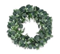 Goviraye 24 Inch Artificial Eucalyptus Wreath for Front Door, 60cm Faux Greenery Wreath with Mixed Eucalyptus & Boxwood Leaves, Farmhouse Indoor Outdoor All Season Door Decoration