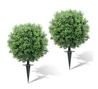 GOVIRAYE 24Inch Artificial Boxwood Topiary Ball 2-Pack Lifelike Weatherproof Fake Bushes Trees Durable Faux Shrubs Plants for Christmas Porch Indoor Potted Displays & Outdoor Courtyards Home Decor