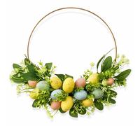 GOVIRAYE 45CM Easter Wreath for Front Door, Artificial Eucalyptus Wreath with Easter Eggs, Door Wreath Decoration for Farmhouse, Wedding, Home, Window, Wall, Fireplace Indoor/Outdoor