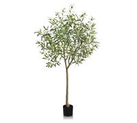 GOVIRAYE 6FT Olive Tree Artificial Tall Faux Olive Plants in Pot Fake Tree Indoors Outdoor with Lifelike Fruits for Modern Home Office Living Room Floor Decor