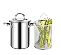 GOVNPJ Asparagus Pot, Asparagus Steamer Stainless Steel Steamer Cooker 4L Pasta Pot with Strainer Pasta Cooker for Spaghetti, Oil Deep Fry Pan for French Fries