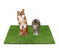 GOVNPJ Dog Toilet, Artificial Grass for Balcony, Fast Drainage, Reusable, Training Pads, Small to Large Dogs, All Ages, Green, 60 x 50 cm + Black Folding Bowl