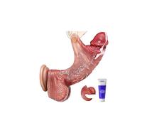 Govosaa 8.7 Inch Realistic Dildo Sex Toys, Thick Stretchable Foreskin Dildo | Movable Dual Balls Anal Dildos with Strong Suction Cup for G-Spot & Anal Hands-Free Play, Couples & Womens Sex Toy Adult Toys