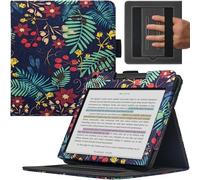 GOVTVA Double Stand Case for 7'' Kobo Libra Colour/Libra 2 Cover with Auto Sleep&Wake/Double Hand Strap/Magnetic Closure fits Kobo Libra e-Reader (Jungle Flower)