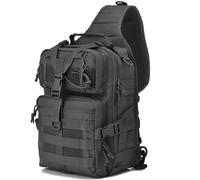 Gowara Gear 25L Color Black UK Flag Tactical Sling Bag Pack Military Rover EDC Molle Assault Range Bags Shoulder Day Pack w/Tactical UK Flag Patch (25L Black)
