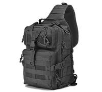 Gowara Gear USA Flag Tactical Sling Bag Pack Military Rover Shoulder Sling Backpack EDC Molle Assault Range Bags Day Pack w/Tactical USA Flag Patch (Black)