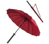 GowaVy 16 Ribs Long Umbrella Ninja Samurai Umbrella Japanese Long Umbrella Windproof Lightweight And Strong,Red