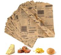 GOWEILE 100 Sheets Greaseproof Paper Oil Proof Baking Paper Disposable Sandwich Wrapping Burger Food Wraps Baking Wrapping Paper for Sandwich Fries Burger Cheese Cake