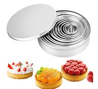 GOWEILE 12 Pcs Round Biscuit Cutters Round Pastry Cookie Cutter Metal Circle Biscuit Scone Cutters Baking Dough Tools for Dough Pastry Donut Fondant DIY Cake Decoration