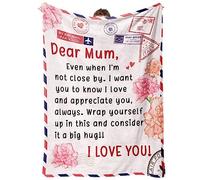 Gowelly Mum Birthday Gifts, Dear Mum Airmail Blanket, Christmas Blanket Gifts for Mummy, Mother, Stepmum, Mummy Gifts from Daughter Son on Her Birthday, Mothers Day, 60" * 50"