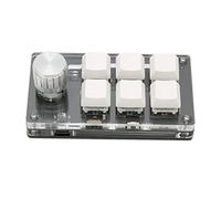 GOWENIC 6 Keys Mechanical Keyboard, Mini Keypad Programmable Macro Keyboard with Knob, USB and Wireless Bluetooth Dual Mode Connection, for Gaming, Media, Industrial Control (White)