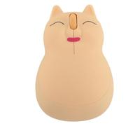 GOWENIC Cat Shape Cordless Mouse, 2.4 GHz USB 1600 DPI Optical Sensor Cartoon Cat Ergonomic Mice, Auto Sleep Cute Cat Cordless Mice for PC for 7 8 10 for OS X, Plug and Play (Yellow)