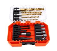 GOWENIC Comprehensive Drill Bit Kit 18-Piece | Step, Twist & Countersink Bits with Six Sockets and PH2 Driver for Home