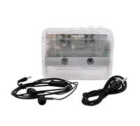 GOWENIC Crystal Clear Music Mini Cassette Player BT Tape Player with FM Radio Dual Power Supply for Home Travel Adjustable Volume in Transparent for School