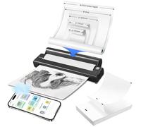 GOWENIC Inkless Portable Printer for Travel, Wireless Thermal Printer Supports 8.5 X 11 Inch Letter Paper, 2 to 8.5inch Width Thermal Paper (Black)