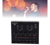 GOWENIC Live Broadcast Sound Card with 112 Sound Effects, 18 DJ Sounds, 6 Modes, 7 Connection Methods, Dual Phone & PC Compatible, Reverb & Mic Volume Control, 1500mAh Battery