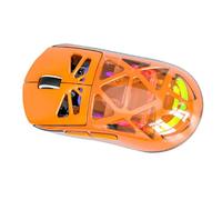 GOWENIC M7 Gaming Mouse, 3 Mode Connection 2.4G Bluetooth 5.2 Wired Wireless RGB Backlit 82g Lightweight, 800-4800 DPI Adjustable, with 500mAh Rechargeable Battery for PC Laptop (Orange)