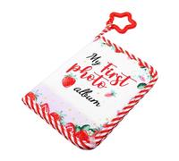 GOWENIC My First Photo Album, Safe and Soft Material, Attractive Strawberry Pattern, Compact Size, Capacity, with Safe Mirror, for 17 Photos