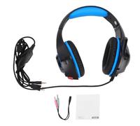 GOWENIC Over Ear Gaming Headset with 40mm Drivers, Noise Cancelling Mic LED Light, Lightweight Memory Foam Earmuffs, Adjustable Headband for PC Laptop Game Console (Black Blue)