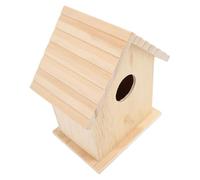 GOWENIC Paintable Wood Bird House for Small Birds - Eco-Friendly Unfinished Nesting Box for Breeding, Rest & Relaxation, Natural Composite Wood, Easy to Clean, 14.7x11x19.7cm