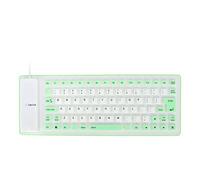 GOWENIC Portable USB Wired Silicone Keyboard | 85 Keys Silent Soft Rollable for PC, Oil Proof Pink (Green)