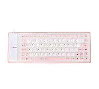 GOWENIC Portable USB Wired Silicone Keyboard | 85 Keys Silent Soft Rollable for PC, Oil Proof Pink (Pink)