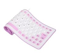 GOWENIC Portable USB Wired Silicone Keyboard | 85 Keys Silent Soft Rollable for PC, Oil Proof Pink (Purple)
