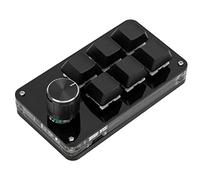 GOWENIC Programmable Mini Gaming Keypad | 6 Key One Handed Mechanical Keyboard With Knob For Volume Media (All Black)