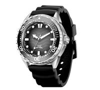 GOWENIC Quartz Solar Powered Dive Watch Night Glow Rainproof 300M Silicone Strap for Men Women Outdoors Black Blue (Black)