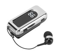 GOWENIC Retractable Wireless Earphone, BT 5.4, Smart LED Battery Indicator, Retractable Design, with ENC Noise Canceling Microphone, for Drivers and Professionals (Silver)