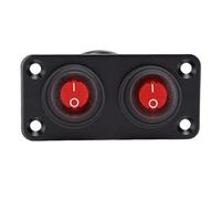 GOWENIC Round Red LED 2 Gang Switch Panel | Rocker On Off for Car Truck Marine Boat Lights