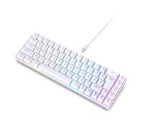 GOWENIC Russian English Dual Language Keyboard, 68 Key Design, Type C Interface, Ergonomic Gaming Keyboard, with a Transparent Character Backlight Function, for Gaming (White)