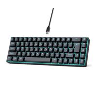 GOWENIC Russian English Dual Language Keyboard, 68 Key Design, Type C Interface, Ergonomic Gaming Keyboard, with a Transparent Character Backlight Function, for Gaming (Black)