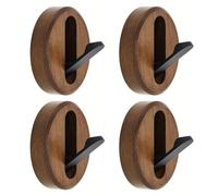 GOWENIC Smooth Wooden Coat Hooks Rounded Finish - 4PCS Wall Mounted Hooks Set for Daily Essentials Organization (Black Walnut)