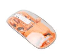 GOWENIC Transparent Rechargeable Mouse, 3 Mode BT5.1 2.4GHz, Silent Click, Metal Wheel, 4 Adjustable DPI, Ergonomic Design, for PC Laptop (Orange)