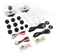 GOWENIC USB Encoder Joystick Button Set For DIY Home Console | 2 Player Fighting Game Kit In Blue And Red (Black+White)