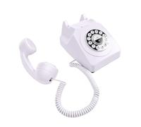 GOWENIC Vintage Bluetooth Phone Retro Gift Nostalgic (White) | Housewarming Present, Unique Home Decor, Voice Dial, Wireless Speaker, Classic Style