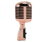 GOWENIC Vintage Dynamic Microphone, Classic Retro Style Microphone, Cardioid Directional Zinc Alloy Self Tensioning Rotating Rack Retro Dynamic Vocal Microphone for KTV Party (Rose Gold)