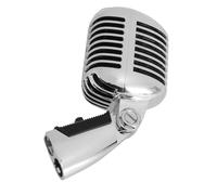 GOWENIC Vintage Microphone, Retro Style Dynamic Microphone, Zinc Alloy Self Tensioning Rotating Rack Retro Dynamic Vocal Microphone for KTV Party (Silver)