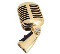 GOWENIC Vintage Microphone, Retro Style Dynamic Microphone, Zinc Alloy Self Tensioning Rotating Rack Retro Dynamic Vocal Microphone for KTV Party (Gold)