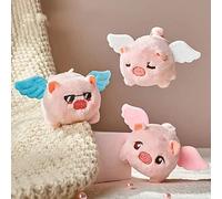 GOWENIC Wobbly Wings Flying Pig Stuffed Toy | Shaking Tail Interactive Plush for Children, Soft PP Cotton Pig That Turns Around, Cute Decorative Plush for Bags, Wallets and Gifts (Pink)