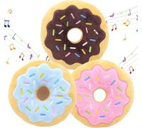 Gowfew 6 Inch Donut Dog Toy, 3Pcs Bite Squeaker Sound Plush Donut for Small, Medium, Large Dogs
