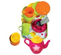 Gowi Toys Coffee Service Set (Pink/Green - 18 Pieces) Pretend Play Set Children